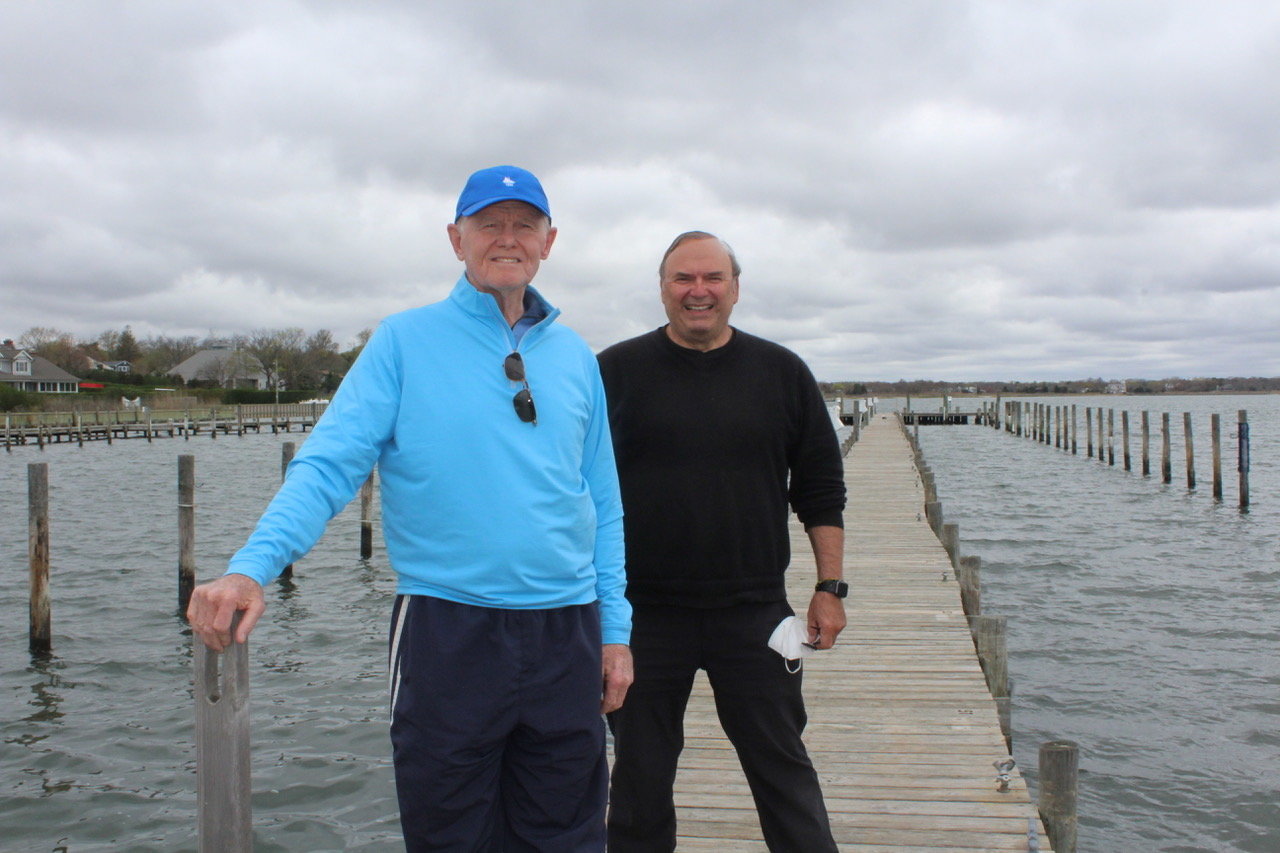 Mayor Ray Fell and village clerk John Kocay on the stick dock, which is planned for replacement via a newly approved federal $2.8 million HUD Infrastructure grant from the Omnibus Appropriations bill.